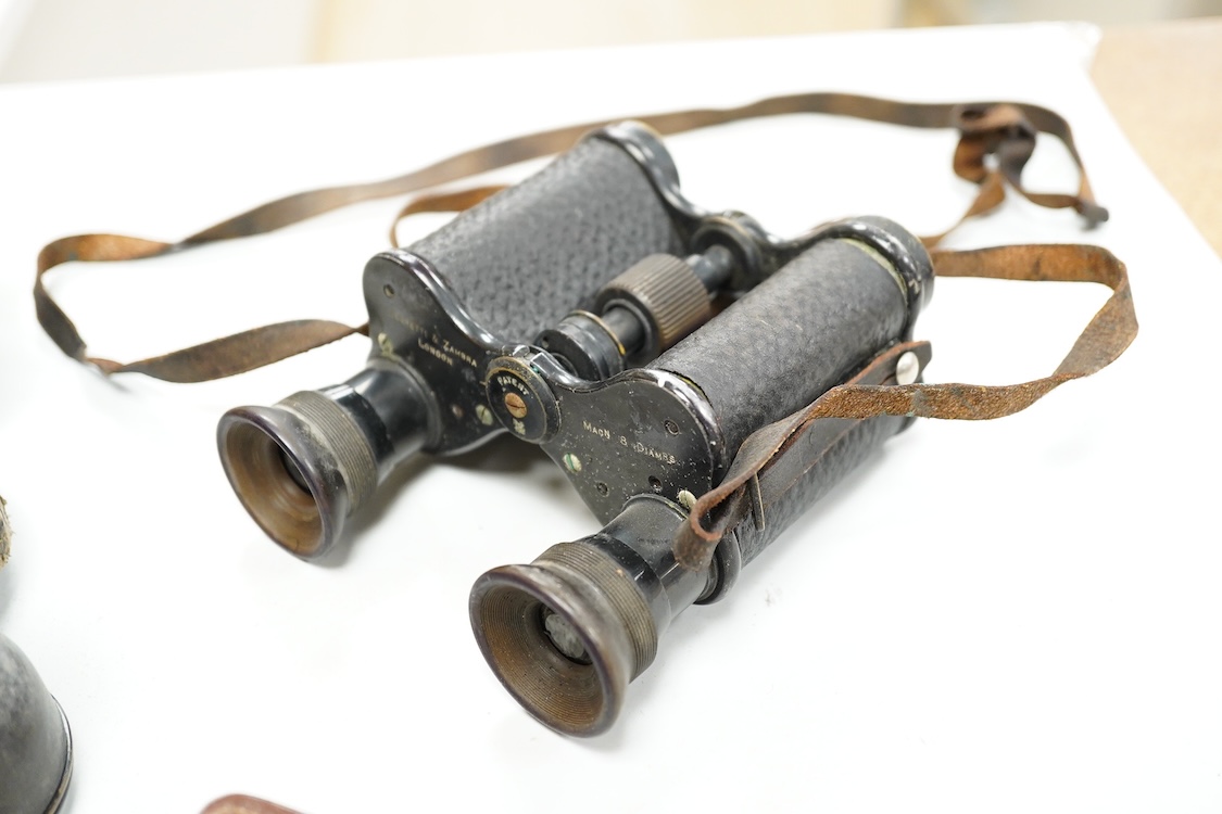 A Le Coultre desk timepiece, and four pairs of opera glasses